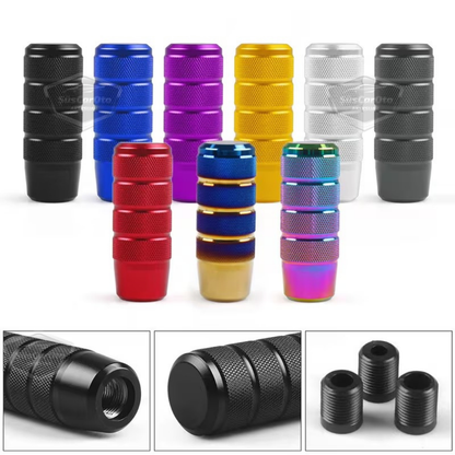 Pomo de palanca de cambios universal JDM de metal de 9,5 cm, aspecto deportivo, con adaptador de aleación de aluminio, para cambios automáticos/manuales, color azul