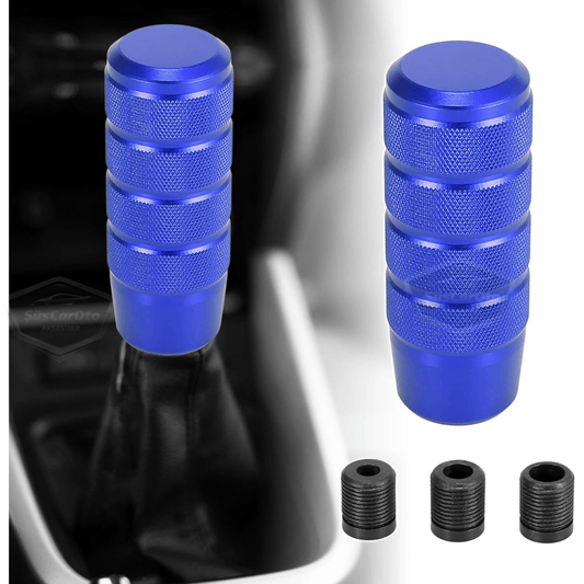 Pomo de palanca de cambios universal JDM de metal de 9,5 cm, aspecto deportivo, con adaptador de aleación de aluminio, para cambios automáticos/manuales, color azul