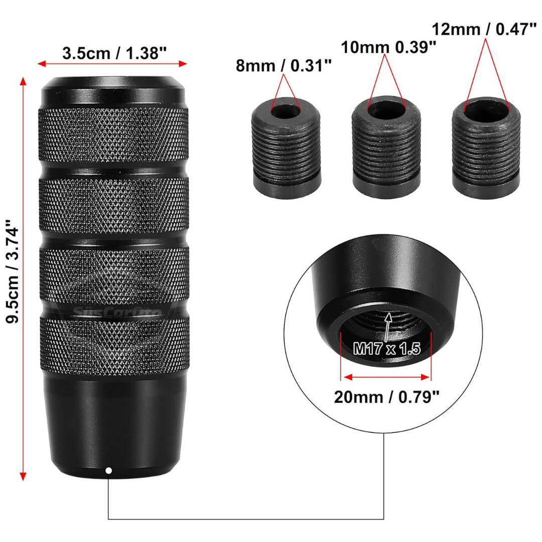 Pomo de palanca de cambios universal JDM de metal de 9,5 cm, aspecto deportivo, con adaptador de aleación de aluminio, automático-manual, de carreras, negro
