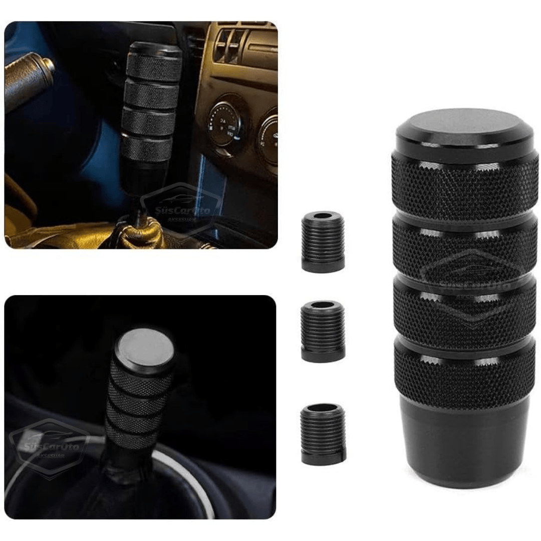 Pomo de palanca de cambios universal JDM de metal de 9,5 cm, aspecto deportivo, con adaptador de aleación de aluminio, automático-manual, de carreras, negro