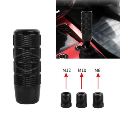 Pomo de palanca de cambios universal JDM de metal de 9,5 cm, aspecto deportivo, con adaptador de aleación de aluminio, automático-manual, de carreras, negro