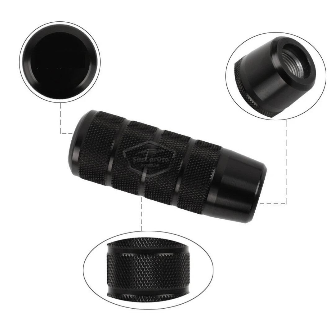 Pomo de palanca de cambios universal JDM de metal de 9,5 cm, aspecto deportivo, con adaptador de aleación de aluminio, automático-manual, de carreras, negro