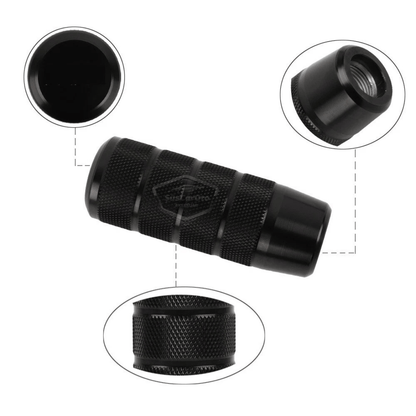 Pomo de palanca de cambios universal JDM de metal de 9,5 cm, aspecto deportivo, con adaptador de aleación de aluminio, automático-manual, de carreras, negro