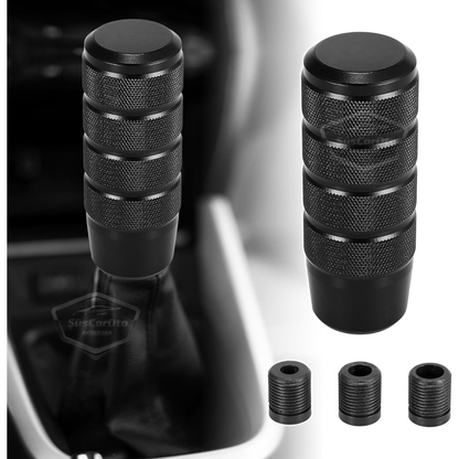Pomo de palanca de cambios universal JDM de metal de 9,5 cm, aspecto deportivo, con adaptador de aleación de aluminio, automático-manual, de carreras, negro