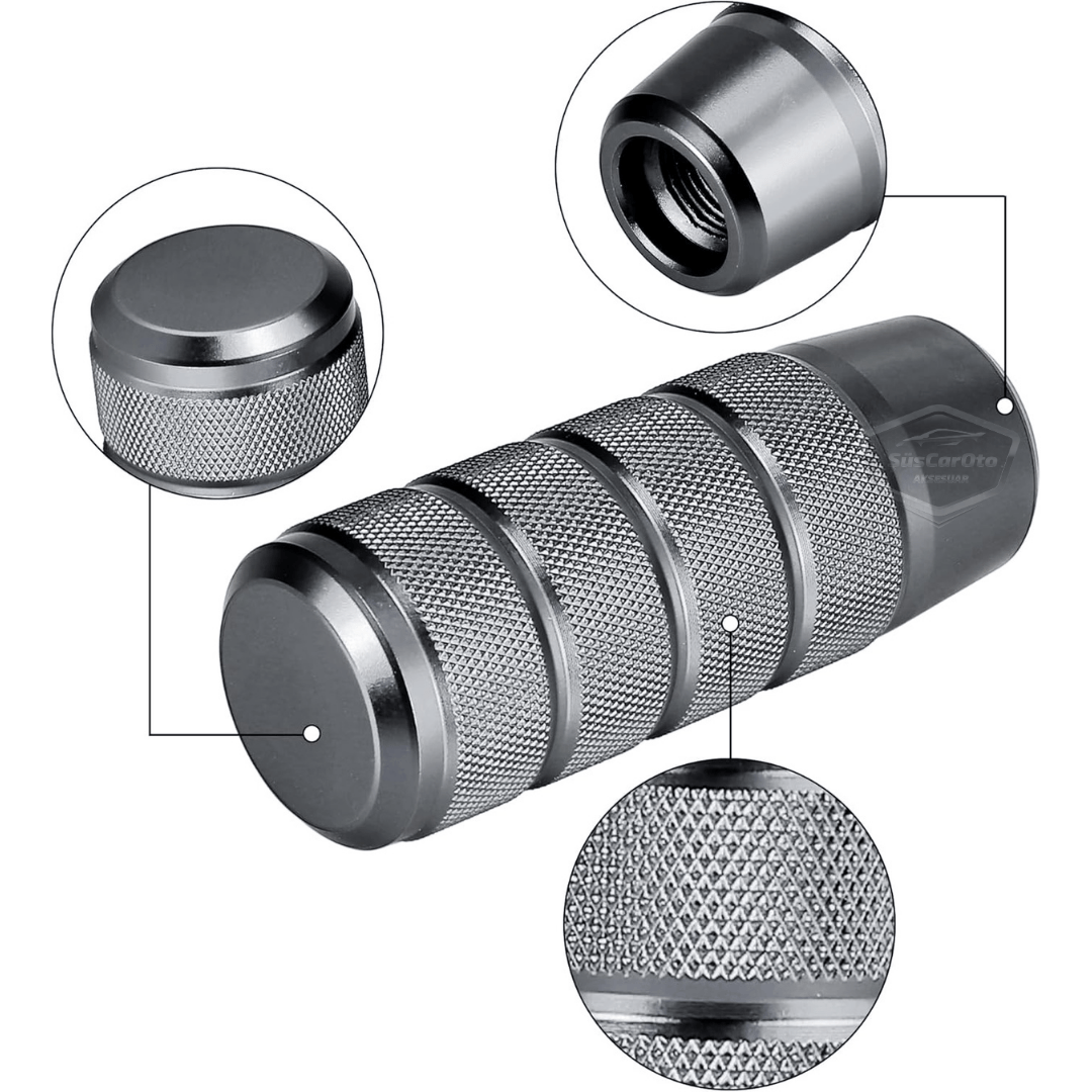 Pomo de palanca de cambios universal JDM de metal de 9,5 cm, aspecto deportivo, con adaptador, aleación de aluminio, automático-manual, de carreras, color gris titanio