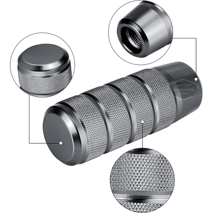 Pomo de palanca de cambios universal JDM de metal de 9,5 cm, aspecto deportivo, con adaptador, aleación de aluminio, automático-manual, de carreras, color gris titanio