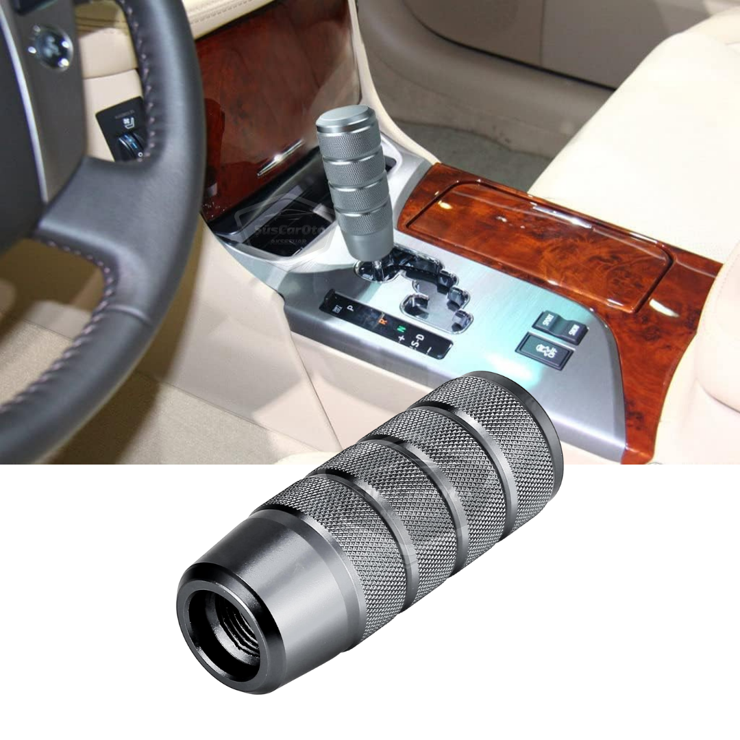 Pomo de palanca de cambios universal JDM de metal de 9,5 cm, aspecto deportivo, con adaptador, aleación de aluminio, automático-manual, de carreras, color gris titanio