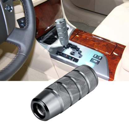 Pomo de palanca de cambios universal JDM de metal de 9,5 cm, aspecto deportivo, con adaptador, aleación de aluminio, automático-manual, de carreras, color gris titanio