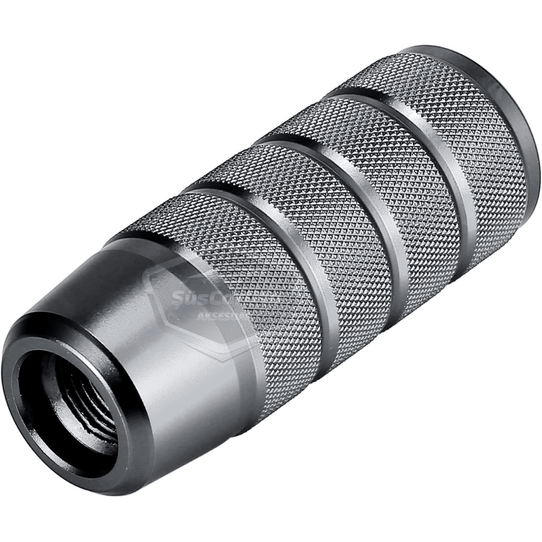 Pomo de palanca de cambios universal JDM de metal de 9,5 cm, aspecto deportivo, con adaptador, aleación de aluminio, automático-manual, de carreras, color gris titanio