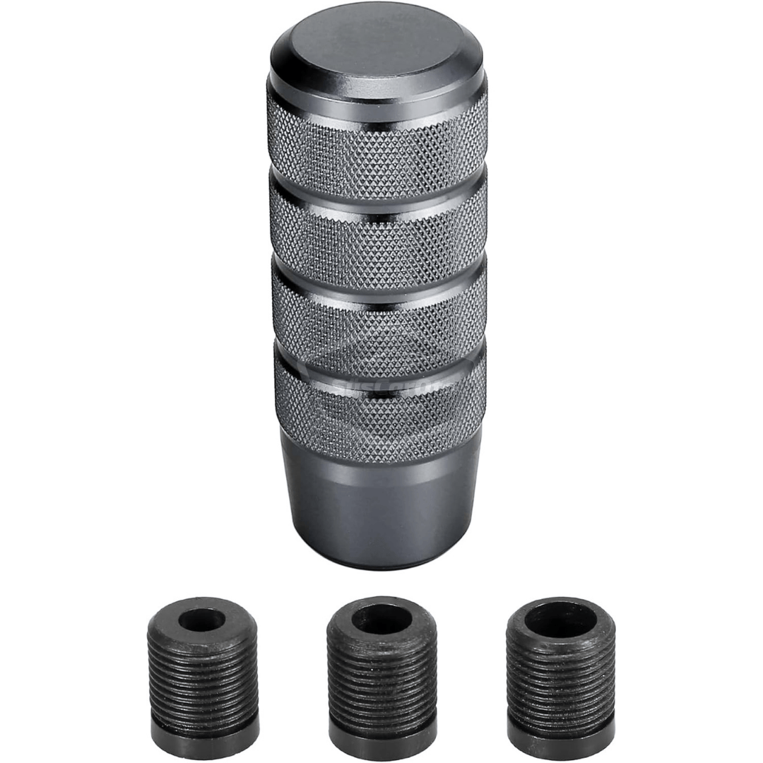 Pomo de palanca de cambios universal JDM de metal de 9,5 cm, aspecto deportivo, con adaptador, aleación de aluminio, automático-manual, de carreras, color gris titanio