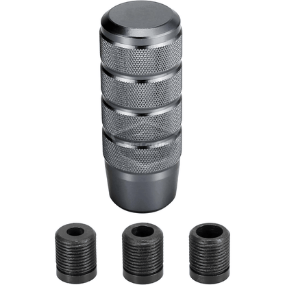 Pomo de palanca de cambios universal JDM de metal de 9,5 cm, aspecto deportivo, con adaptador, aleación de aluminio, automático-manual, de carreras, color gris titanio