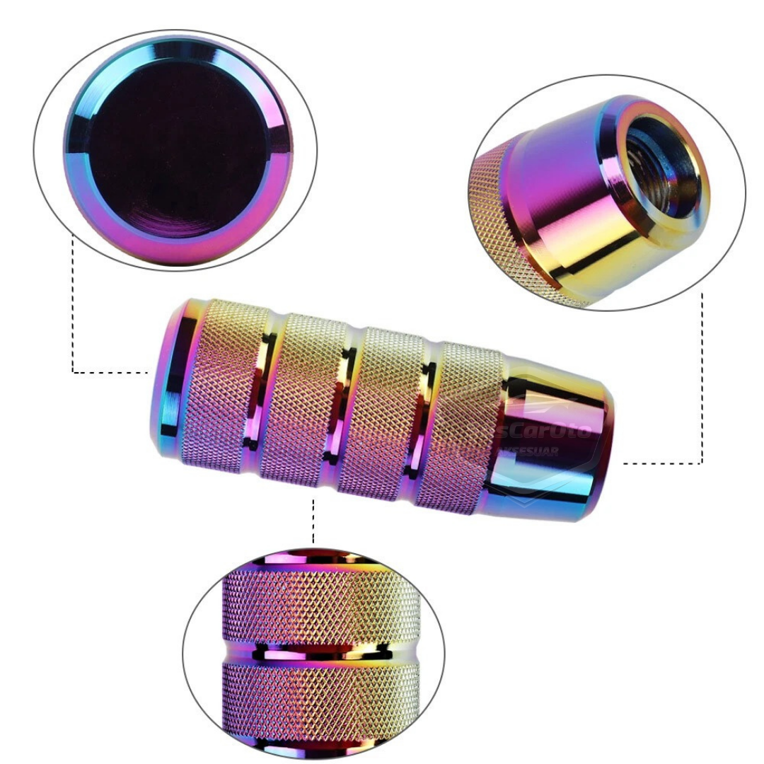 Universal 9,5 cm JDM Metal Aspecto Deportivo Pomo de Cambio de Marchas con Adaptador Aleación de Aluminio Automático-Manual Palanca de Cambios de Carreras Camaleón Neo Cromo