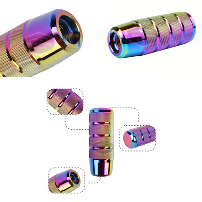 Universal 9,5 cm JDM Metal Aspecto Deportivo Pomo de Cambio de Marchas con Adaptador Aleación de Aluminio Automático-Manual Palanca de Cambios de Carreras Camaleón Neo Cromo