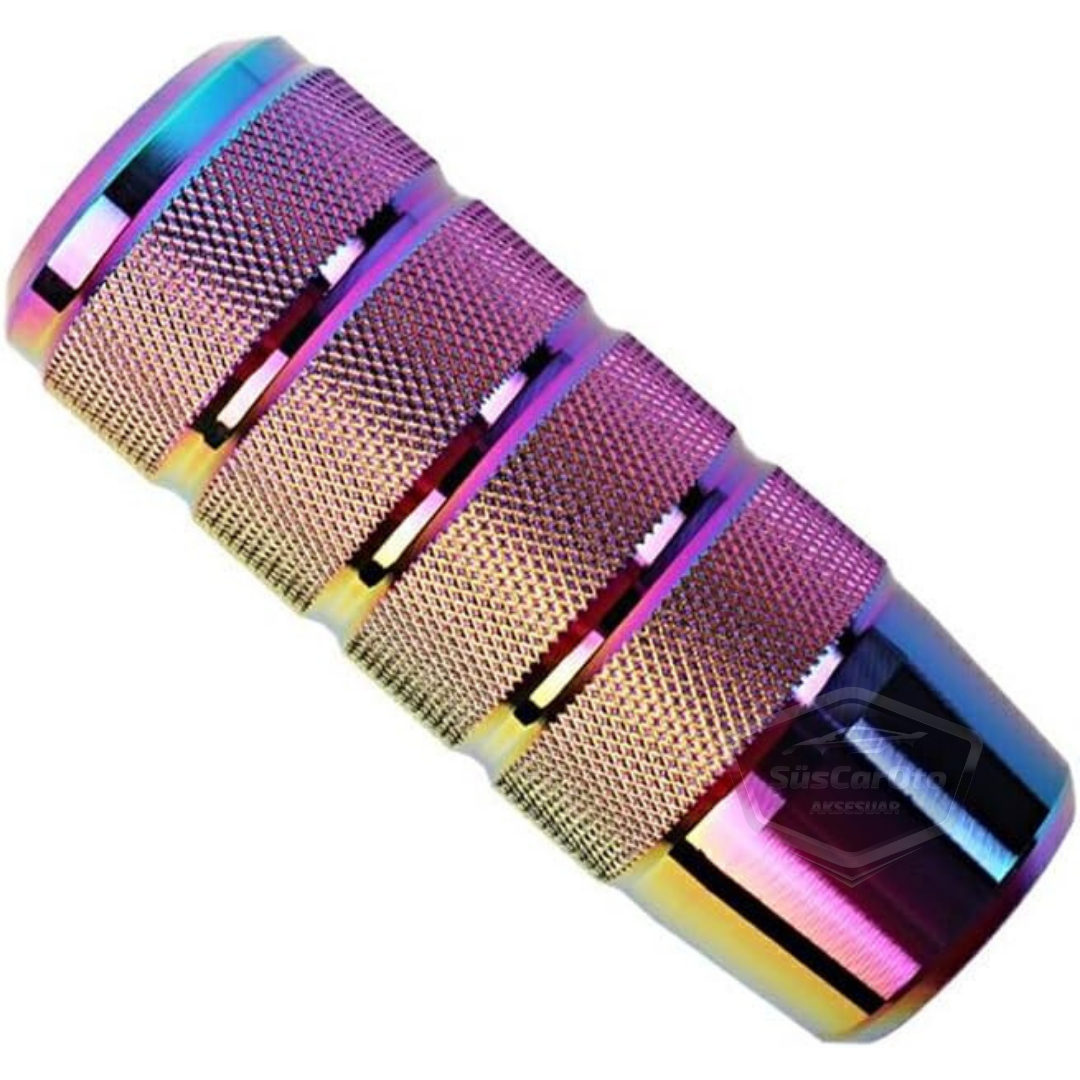 Universal 9,5 cm JDM Metal Aspecto Deportivo Pomo de Cambio de Marchas con Adaptador Aleación de Aluminio Automático-Manual Palanca de Cambios de Carreras Camaleón Neo Cromo