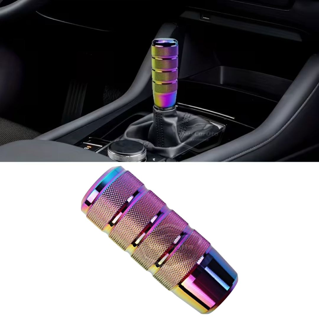 Universal 9,5 cm JDM Metal Aspecto Deportivo Pomo de Cambio de Marchas con Adaptador Aleación de Aluminio Automático-Manual Palanca de Cambios de Carreras Camaleón Neo Cromo