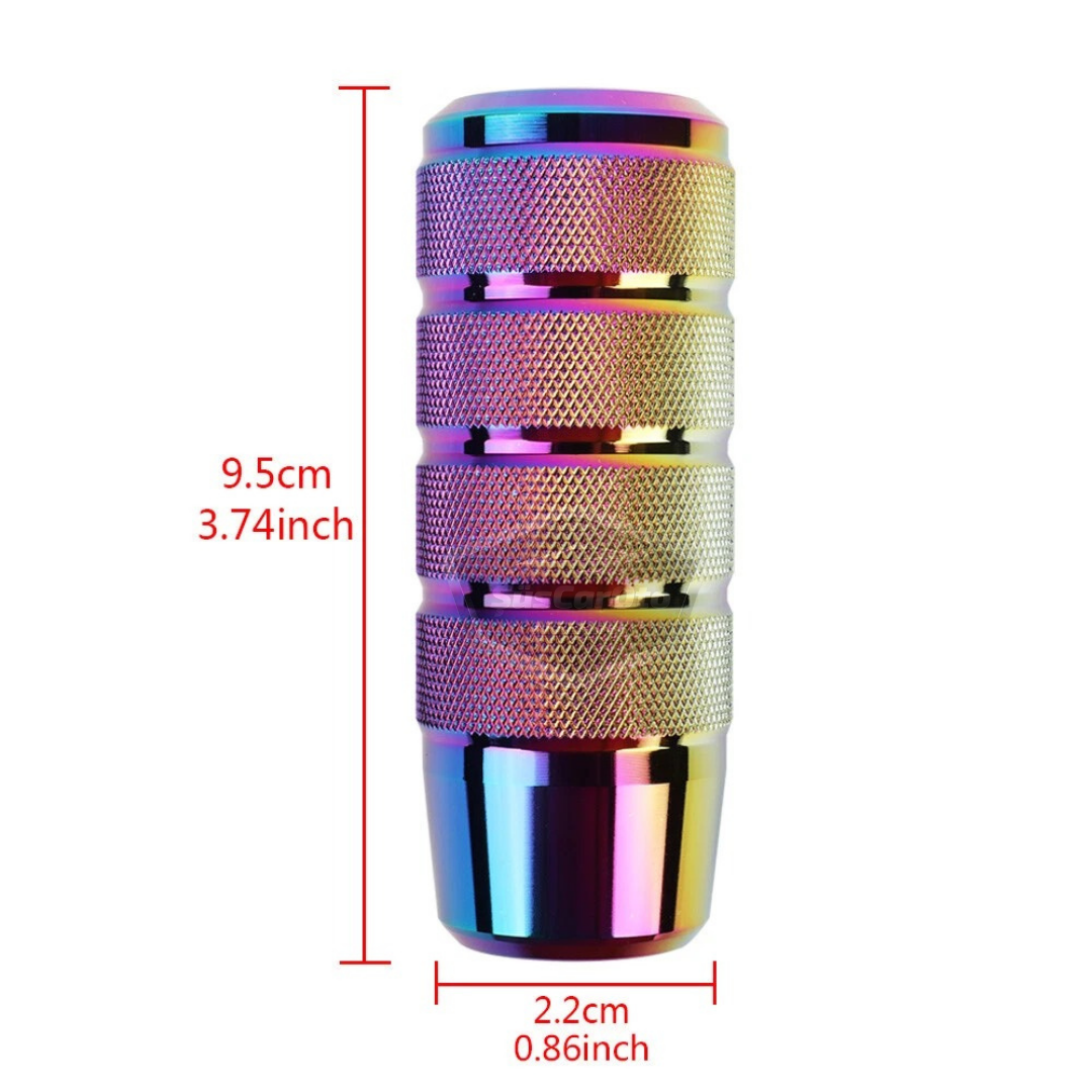 Universal 9,5 cm JDM Metal Aspecto Deportivo Pomo de Cambio de Marchas con Adaptador Aleación de Aluminio Automático-Manual Palanca de Cambios de Carreras Camaleón Neo Cromo