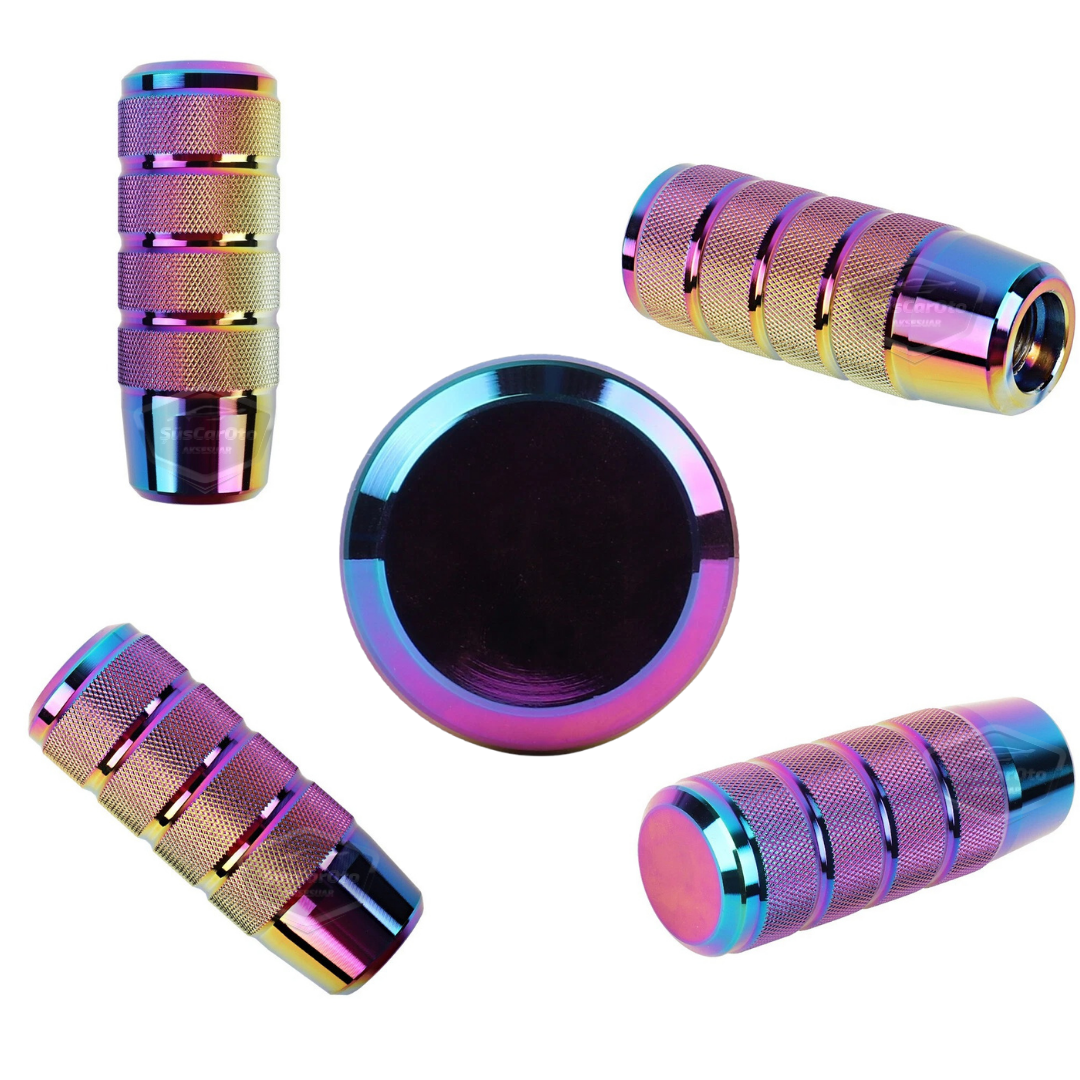 Universal 9,5 cm JDM Metal Aspecto Deportivo Pomo de Cambio de Marchas con Adaptador Aleación de Aluminio Automático-Manual Palanca de Cambios de Carreras Camaleón Neo Cromo
