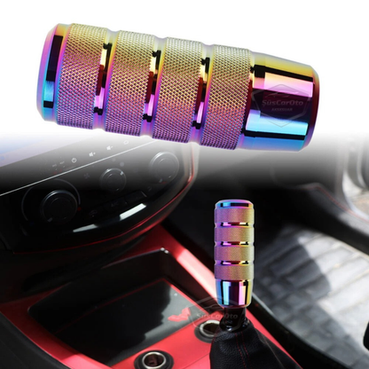 Universal 9,5 cm JDM Metal Aspecto Deportivo Pomo de Cambio de Marchas con Adaptador Aleación de Aluminio Automático-Manual Palanca de Cambios de Carreras Camaleón Neo Cromo