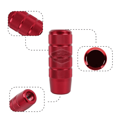 Pomo de palanca de cambios universal JDM de metal de 9,5 cm, aspecto deportivo, con adaptador de aleación de aluminio, para palanca de cambios de competición automática/manual, color rojo
