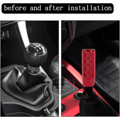 Pomo de palanca de cambios universal JDM de metal de 9,5 cm, aspecto deportivo, con adaptador de aleación de aluminio, para palanca de cambios de competición automática/manual, color rojo