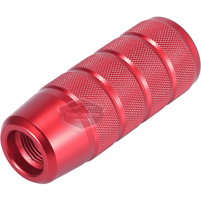 Pomo de palanca de cambios universal JDM de metal de 9,5 cm, aspecto deportivo, con adaptador de aleación de aluminio, para palanca de cambios de competición automática/manual, color rojo