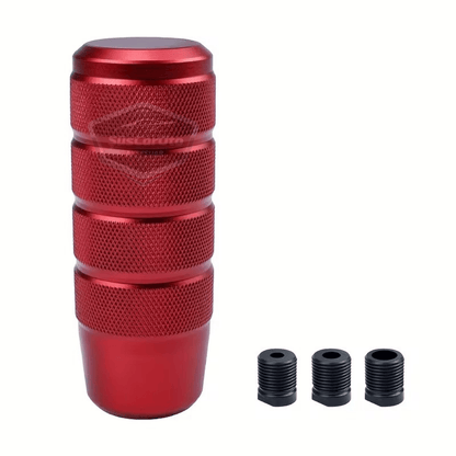 Pomo de palanca de cambios universal JDM de metal de 9,5 cm, aspecto deportivo, con adaptador de aleación de aluminio, para palanca de cambios de competición automática/manual, color rojo