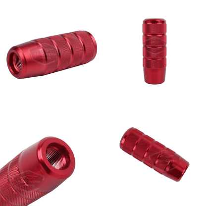 Pomo de palanca de cambios universal JDM de metal de 9,5 cm, aspecto deportivo, con adaptador de aleación de aluminio, para palanca de cambios de competición automática/manual, color rojo