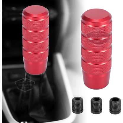 Pomo de palanca de cambios universal JDM de metal de 9,5 cm, aspecto deportivo, con adaptador de aleación de aluminio, para palanca de cambios de competición automática/manual, color rojo