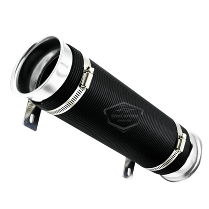 Tubo de filtro de aire de acordeón universal, extensor de manguera flexible, mejora de rendimiento y sonido, espiral de extensión de filtro de aire de 75 mm, plateado.