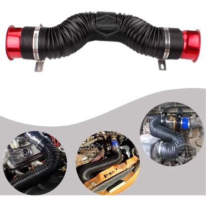 Tubo de filtro de aire universal de acordeón, manguera flexible extensible para mejorar el rendimiento y el sonido, extensión en espiral de filtro de aire de 75 mm, rojo