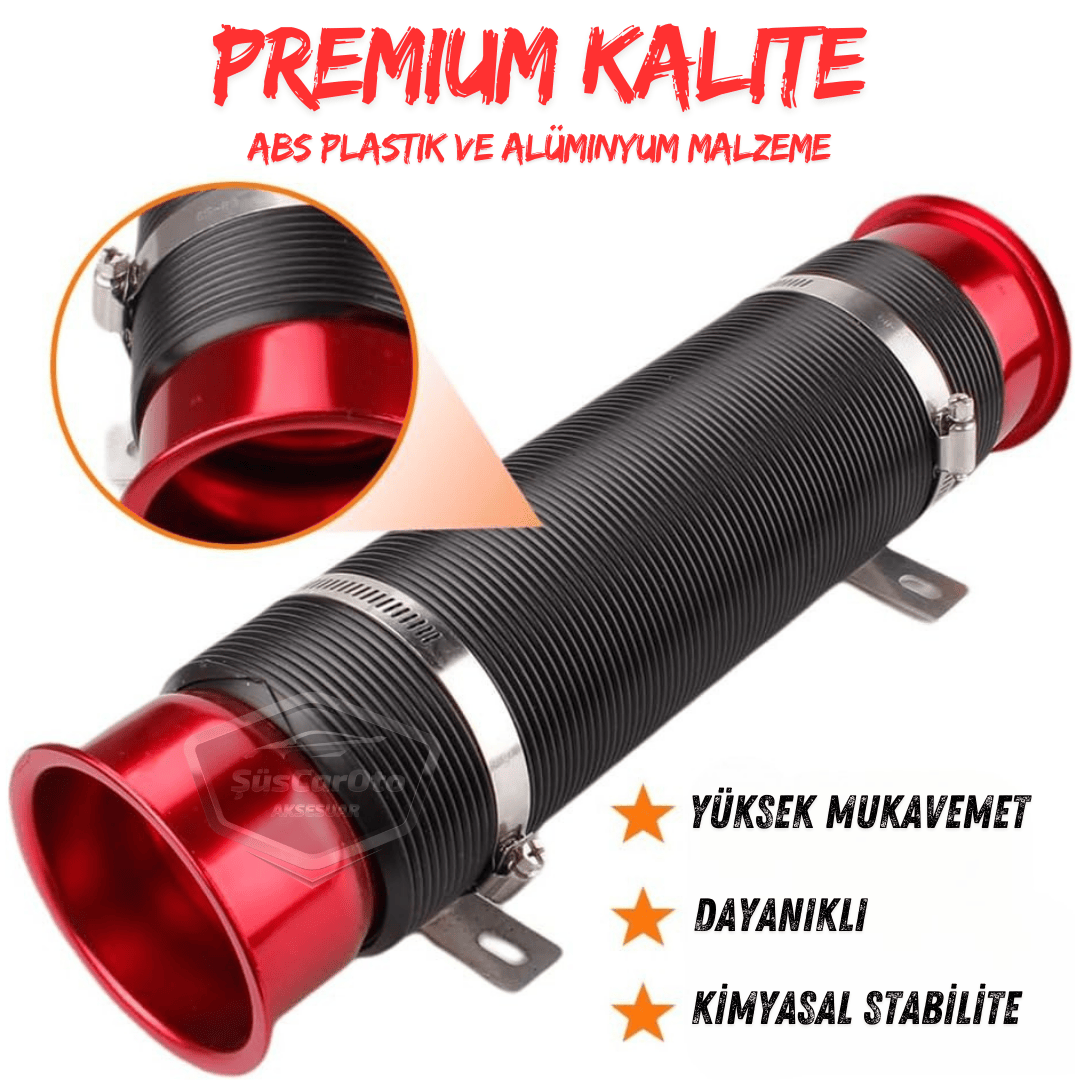 Tubo de filtro de aire universal de acordeón, manguera flexible extensible para mejorar el rendimiento y el sonido, extensión en espiral de filtro de aire de 75 mm, rojo
