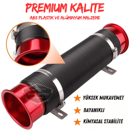Tubo de filtro de aire universal de acordeón, manguera flexible extensible para mejorar el rendimiento y el sonido, extensión en espiral de filtro de aire de 75 mm, rojo