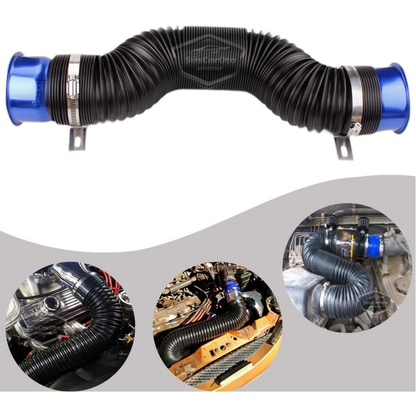 Tubo Universal de Filtro de Aire Abierto de Acordeón, Aumenta el Rendimiento y el Sonido, Manguera Flexible Extensible, Espiral de Extensión de Filtro de Aire de 75 mm, Azul