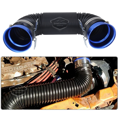 Tubo Universal de Filtro de Aire Abierto de Acordeón, Aumenta el Rendimiento y el Sonido, Manguera Flexible Extensible, Espiral de Extensión de Filtro de Aire de 75 mm, Azul