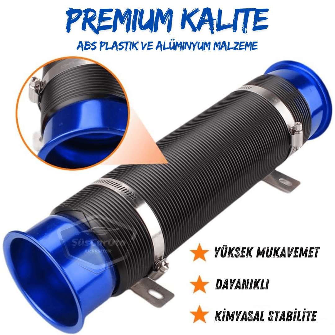 Tubo Universal de Filtro de Aire Abierto de Acordeón, Aumenta el Rendimiento y el Sonido, Manguera Flexible Extensible, Espiral de Extensión de Filtro de Aire de 75 mm, Azul