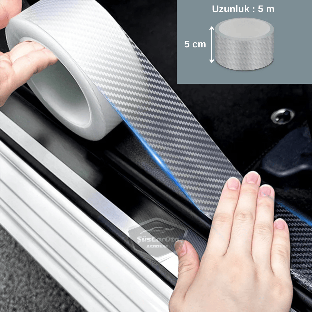 Universal interior de coche 3D transparente de carbono, protector de umbral de puerta, protector de parachoques trasero, lámina adhesiva original con canales de aire, importado, multiusos, 5 metros ONP316