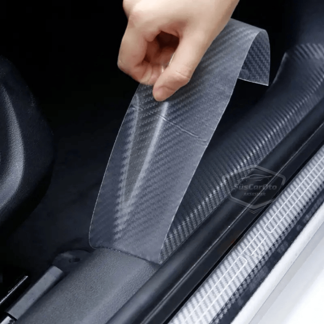 Universal interior de coche 3D transparente de carbono, protector de umbral de puerta, protector de parachoques trasero, lámina adhesiva original con canales de aire, importado, multiusos, 5 metros ONP316