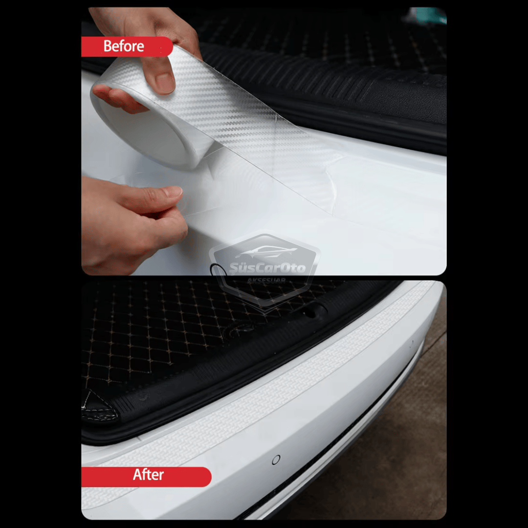 Universal interior de coche 3D transparente de carbono, protector de umbral de puerta, protector de parachoques trasero, lámina adhesiva original con canales de aire, importado, multiusos, 5 metros ONP316