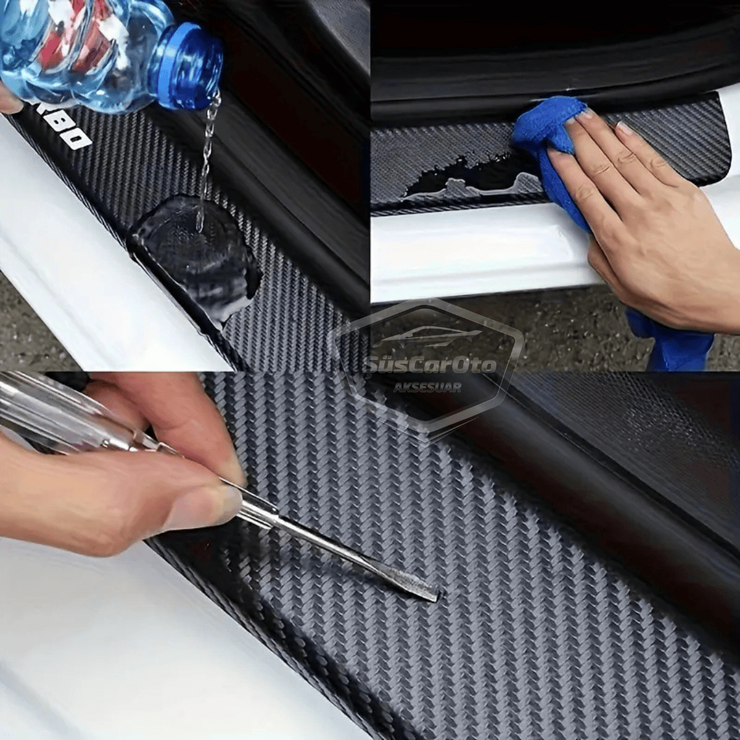 Cinta de umbral de puerta universal de carbono negro 3D para coche, Protector de umbral de parachoques trasero con canales de aire originales, Adhesivo protector de parachoques multiusos importado de 5 metros ONP315