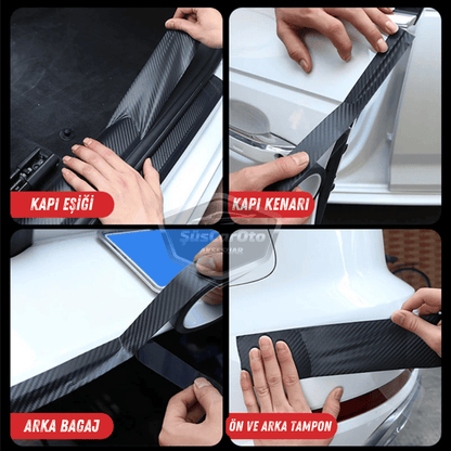 Cinta de umbral de puerta universal de carbono negro 3D para coche, Protector de umbral de parachoques trasero con canales de aire originales, Adhesivo protector de parachoques multiusos importado de 5 metros ONP315