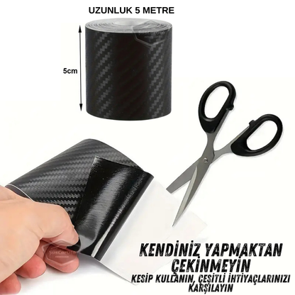 Cinta de umbral de puerta universal de carbono negro 3D para coche, Protector de umbral de parachoques trasero con canales de aire originales, Adhesivo protector de parachoques multiusos importado de 5 metros ONP315