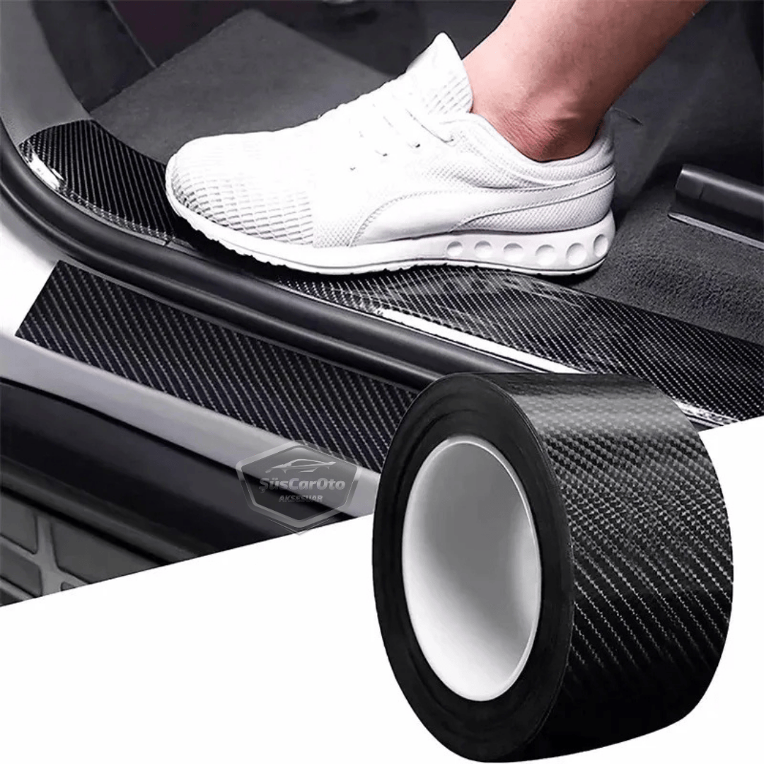 Cinta Protectora Universal de Umbral de Puerta de Coche 5D de Carbono Negro, Lámina de Protección de Umbral de Parachoques Trasero, Adhesivo Original con Canales de Aire, Importado, Protección Multiusos para Parachoques, 5 Metros ONP314