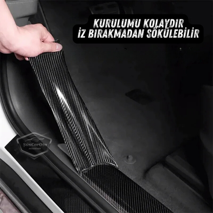 Cinta Protectora Universal de Umbral de Puerta de Coche 5D de Carbono Negro, Lámina de Protección de Umbral de Parachoques Trasero, Adhesivo Original con Canales de Aire, Importado, Protección Multiusos para Parachoques, 5 Metros ONP314