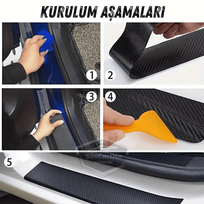 Cinta Protectora Universal de Umbral de Puerta de Coche 5D de Carbono Negro, Lámina de Protección de Umbral de Parachoques Trasero, Adhesivo Original con Canales de Aire, Importado, Protección Multiusos para Parachoques, 5 Metros ONP314