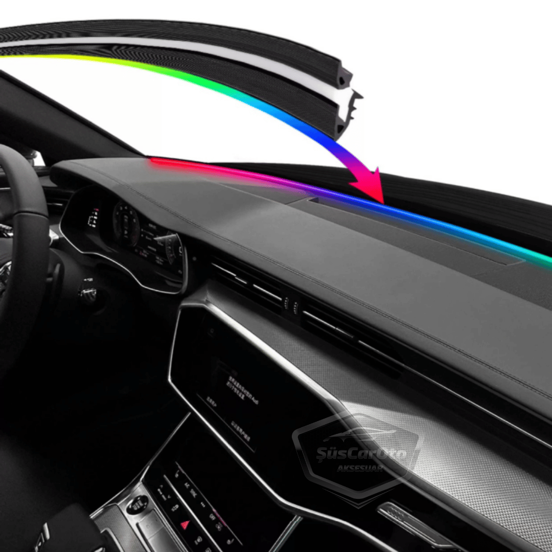 Universal Araç İçi App ve Kumanda Kontrollü Ön Cam Fitil Ambiyans RGB Atmosfer Cam Önü Ambiyans Led Neon Lamba Ses Yalıtım Fitili USB Girişli Montajsız