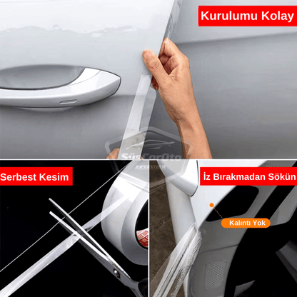 Cinta Protectora Transparente Universal para Umbral de Puerta de Coche, Protección de Umbral de Parachoques Trasero, Lámina Adhesiva Original con Canales de Aire, Importada, Multiusos, 5 Metros ONP317
