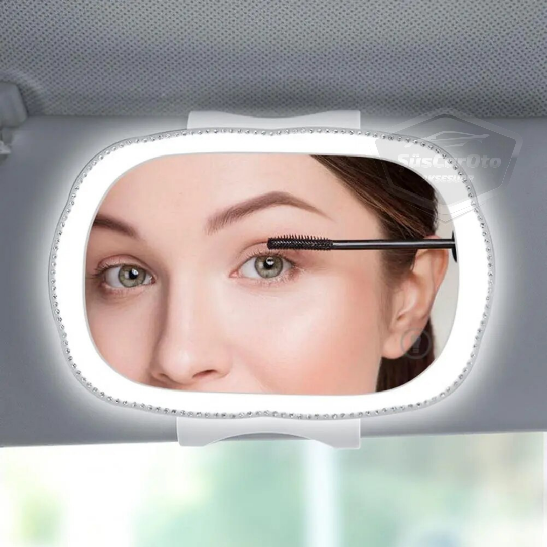 Espejo Universal para Parasol de Coche con LED, Espejo Interior de Coche, Tipo Clip, Táctil, Recargable, Iluminado, Espejo de Maquillaje para Coche, Alta Claridad, Blanco