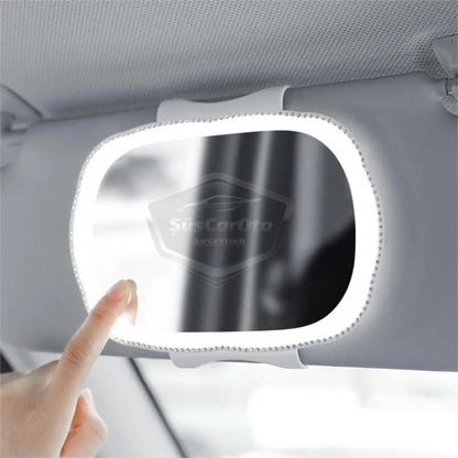 Espejo Universal para Parasol de Coche con LED, Espejo Interior de Coche, Tipo Clip, Táctil, Recargable, Iluminado, Espejo de Maquillaje para Coche, Alta Claridad, Blanco