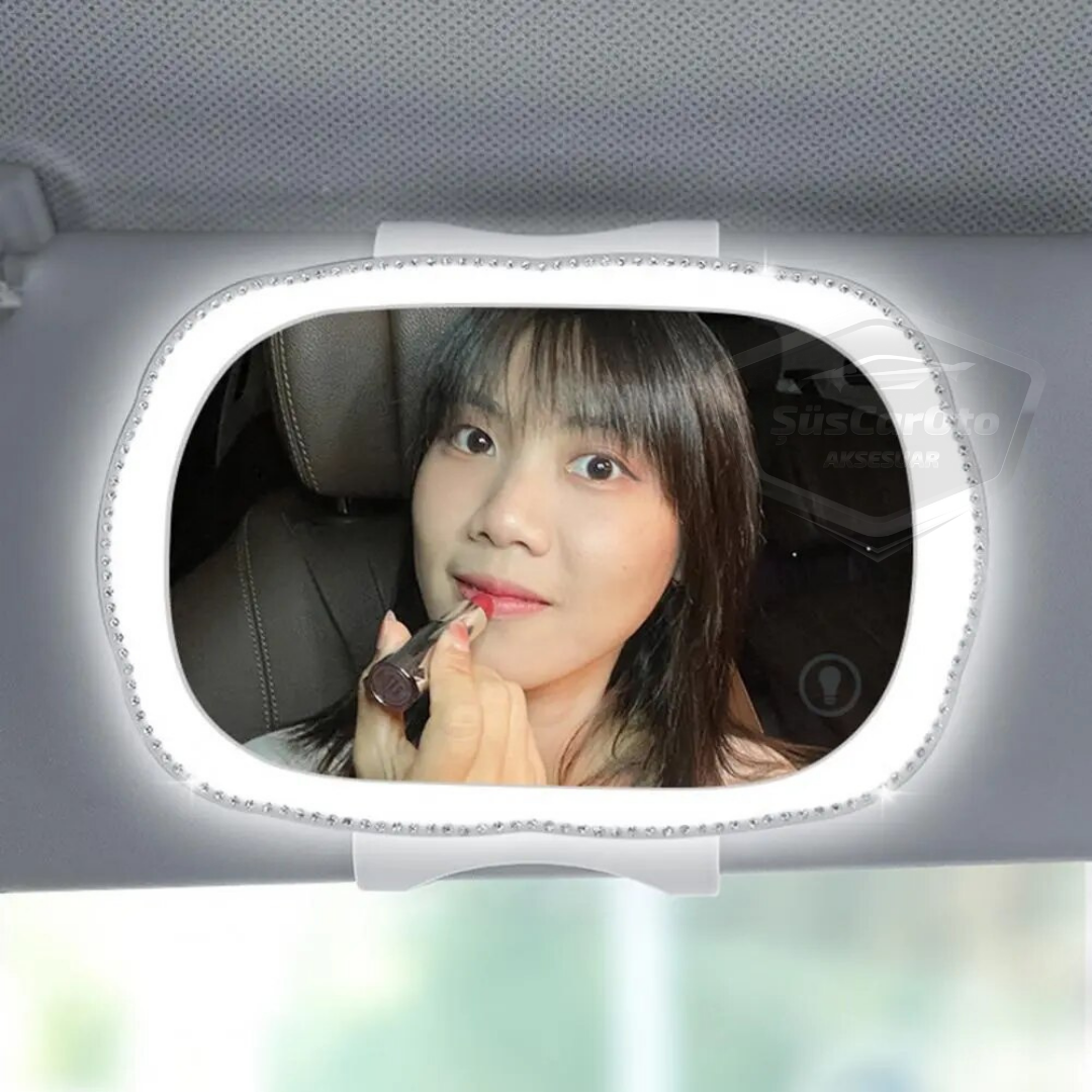 Espejo Universal para Parasol de Coche con LED, Espejo Interior de Coche, Tipo Clip, Táctil, Recargable, Iluminado, Espejo de Maquillaje para Coche, Alta Claridad, Blanco