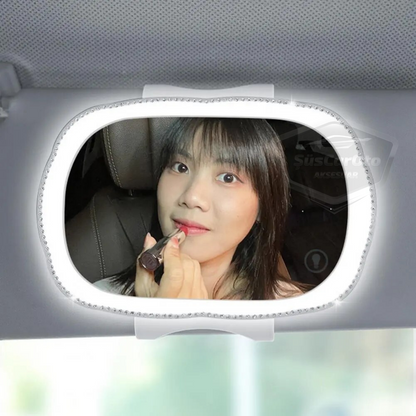 Espejo Universal para Parasol de Coche con LED, Espejo Interior de Coche, Tipo Clip, Táctil, Recargable, Iluminado, Espejo de Maquillaje para Coche, Alta Claridad, Blanco